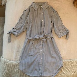 Windsor black and white stripe open arm shirt dress